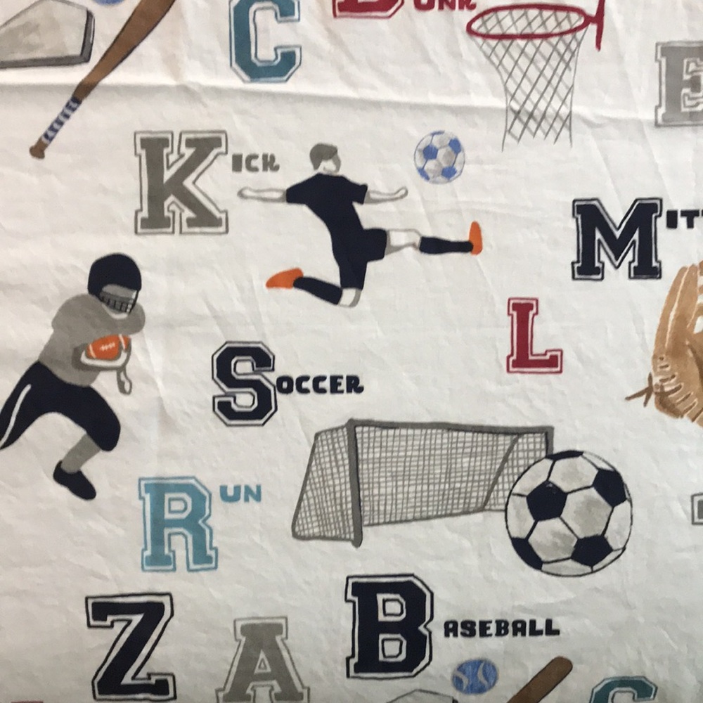 Pottery Barn Kids Sports Football Soccer Baseball Basketball Twin Flat Top Sheet